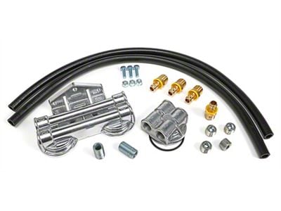 Double Oil Filter Relocation Kit with 90-Degree Bypass; 18mm x 1.50 Threads (80-92 I4, V6 Camaro)