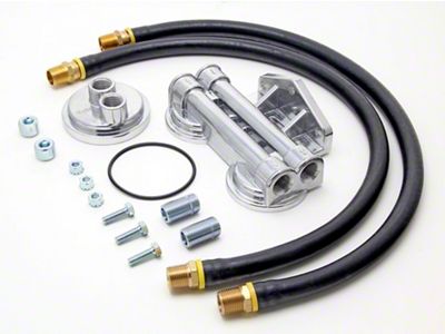 Dual Remote Oil Filter Relocation Kit; 18mm x 1.50 Threads (80-92 I4, V6 Camaro)