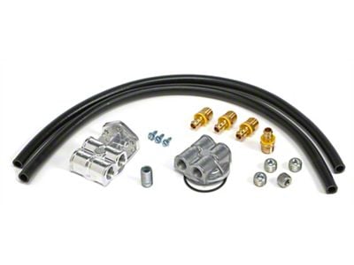 Oil Filter Relocation Kit with 90-Degree Bypass and Horizontal Ports; 18mm x 1.50 Threads (80-92 I4, V6 Camaro)