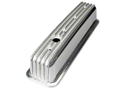 Tall Retro Style Valve Covers; Finned; Polished (88-92 V8 Camaro)