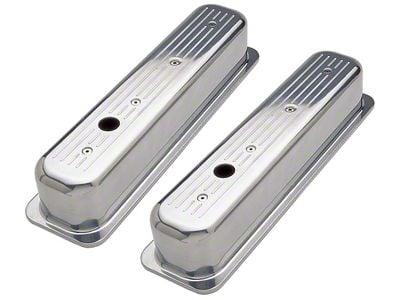 Tall Valve Covers; Polished Pinstripes (87-92 V8 Camaro)