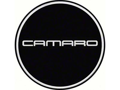 Wheel Center Cap Decal with Camaro Logo; 2-1/2-Inch; Chrome and Black (67-92 Camaro)