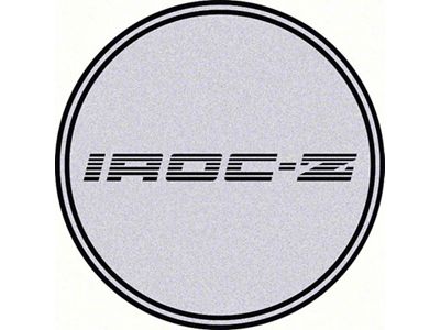 Wheel Center Cap Decal with IROC-Z Logo; 2-1/2-Inch; Black and Silver (67-92 Camaro)