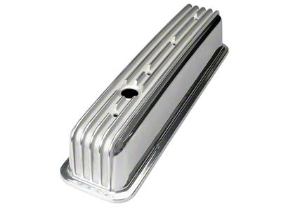 Tall Retro Style Valve Covers; Finned; Polished (87-96 Corvette C4)