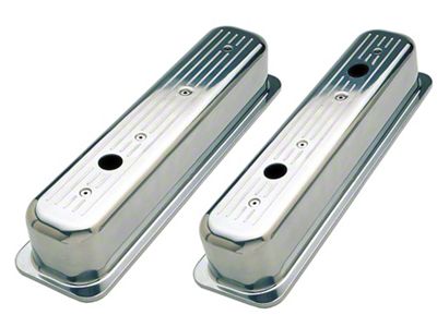 Tall Valve Covers; Polished Pinstripes (87-96 Corvette C4)