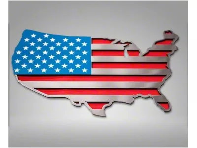 USA Map Flag Emblem; Polished with Red, White and Blue (Universal; Some Adaptation May Be Required)