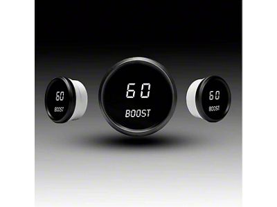 LED Digital Boost Gauge with Black Bezel; 2-1/16-Inch; White; 0-60 PSI (Universal; Some Adaptation May Be Required)