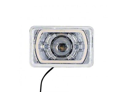 4x6-Inch 13W LED High Beam Projector Headlight with HDR Blue Halos; Chrome Housing; Clear Lens (Universal; Some Adaptation May Be Required)