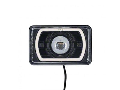 4x6-Inch Halogen Low Beam Projector Headlight with HDR Blue Halos; Black Housing; Clear Lens (Universal; Some Adaptation May Be Required)