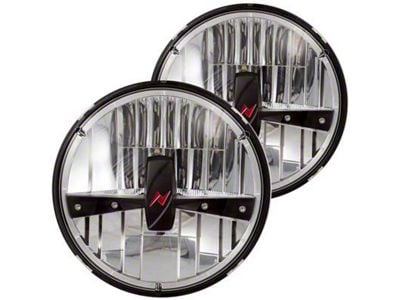 7-Inch Round LED Headlights; Black Housing; Clear Lens (55-57 150, 210, Bel Air, Nomad)