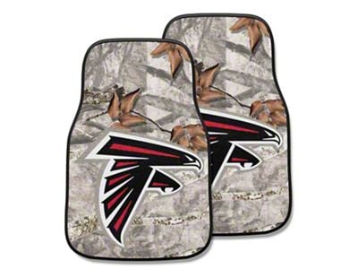 Carpet Front Floor Mats with Atlanta Falcons Logo; Camo (Universal; Some Adaptation May Be Required)