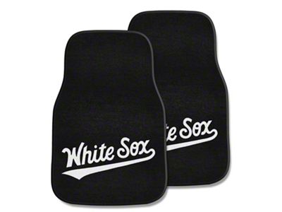 Carpet Front Floor Mats with Chicago White Sox Logo; Black (Universal; Some Adaptation May Be Required)