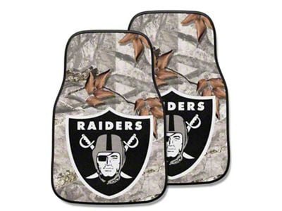 Carpet Front Floor Mats with Las Vegas Raiders Logo; Camo (Universal; Some Adaptation May Be Required)