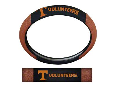 Grip Steering Wheel Cover with University of Tennessee Logo; Tan and Black (Universal; Some Adaptation May Be Required)