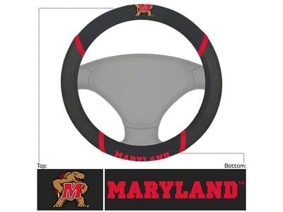 Steering Wheel Cover with University of Maryland Logo; Black (Universal; Some Adaptation May Be Required)