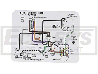 El Camino Emission Decal, 350 5.7 , Hose Routing, AUA, 1981