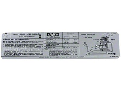 El Camino Emission & Hose Routing Decal, 305 c.i. 4 Barrel5.0 Automatic Or Manual Transmission, Code X9, 1979