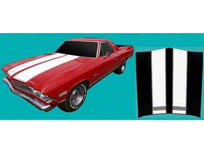 Flat Non-SS Hood Stripes; Black (68-69 El Camino)