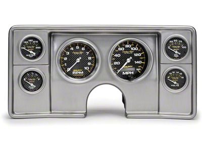 El Camino Instrument Cluster Panel, Aluminum Finish, With Carbon Fiber Series Gauges, 1982-87