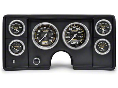 El Camino Instrument Cluster Panel, Black Finish, With Carbon Fiber Series Gauges, 1978-1981