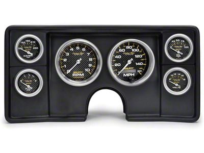 El Camino Instrument Cluster Panel, Black Finish, With Carbon Fiber Series Gauges, 1982-1987