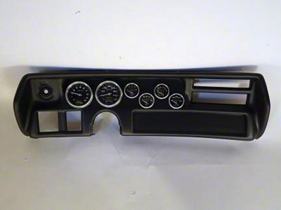 El Camino - Instrument Cluster Panel, Sweep Style, Black Finish, With Carbon Fiber Series Gauges, 1970-1972