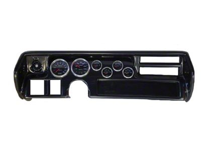 El Camino Instrument Cluster Panel, Sweep Style, Carbon Fiber Finish, With Ultra-Lite Gauges, 1970-72