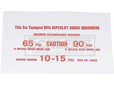 El Camino Interior Decal, El Camino Or Sprint Air Shock Instructions Card, 1975-1978