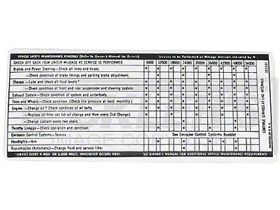 El Camino Interior Decal, El Camino Or Sprint Vehicle Maintenance, 1971-1972