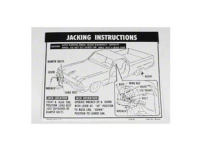 El Camino Jacking Instruction Decal, 1964-1966