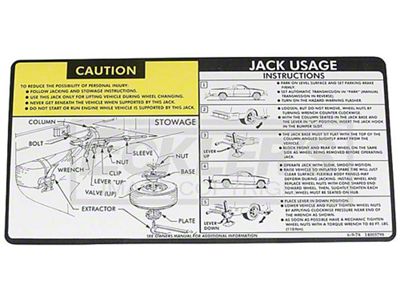 El Camino Jacking Instruction Decal, El Camino And GMC, 1979-1980