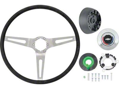 OE Style Comfort Grip Steering Wheel; 15-Inch; Silver and Black (69-70 El Camino w/o Tilt Wheel)