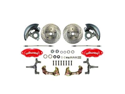 The Right Stuff Detailing Performance Series At The Wheel 2-Inch Drop Front Disc Brake Conversion Kit; Red Calipers (64-72 El Camino)