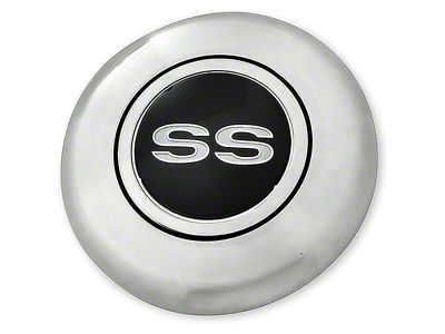 Steering Wheel Horn Cap with SS Logo; Chrome (66-77 El Camino w/ Automatic Transmission)