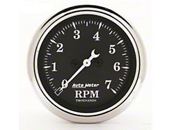 Auto Meter Old Tyme Black Series 2-1/16-Inch In-Dash Tachometer; 0-7000 RPM