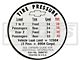 El Camino Tire Pressure Decal, 1966