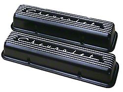 El Camino Valve Covers, Small Block, With Raised ChevroletScript, With Fins, Pair, 1959-1985