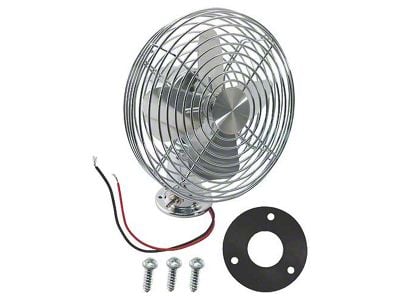 Electric Dash Mount Defogger Fan - Chrome - Vintage Look - 12 Volt - 2-Speed - 6 Diameter