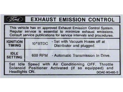 Emission Decal, 351-2V AT, 10-1 To 1-1 , Montego, 1970