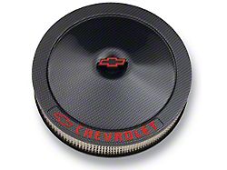 Engine Air Cleaner Kit; Carbon-Style; 14 In; Aluminum; Black; Bowtie,Chevy Logo