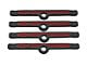 Engine Valve Cover Holdown Clamps; Black Crinkle w/Bowtie Logo; SB Chevy; 4 Pcs