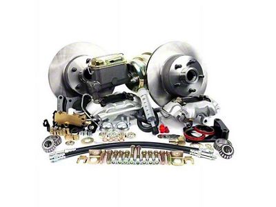 Master Power Brakes Legend Series Standard Front Disc Brake Conversion Kit with Booster/Master Cylinder Combo and Valve; Silver Zinc Calipers (66-69 Fairlane, Torino)