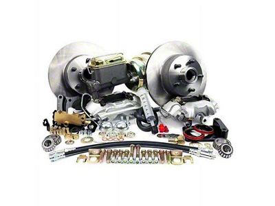 Master Power Brakes Legend Series Standard Front Disc Brake Conversion Kit with Booster/Master Cylinder Combo and Valve; Silver Zinc Calipers (70-71 Fairlane, Torino)