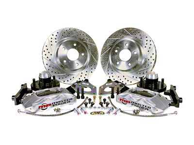 Master Power Brakes Pro Driver Series Front Disc Brake Conversion Kit with Master Cylinder and Valve; Clear Billet Aluminum Calipers (66-69 Fairlane, Torino)