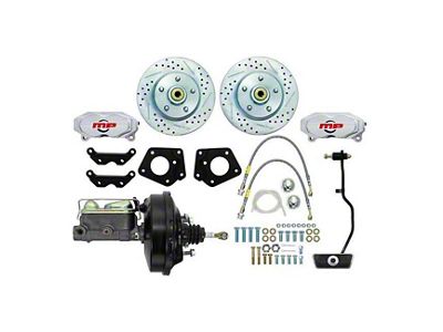 Master Power Brakes Rallye Series Front Disc Brake Conversion Kit with Booster/Master Cylinder Combo and Valve; Clear Billet Aluminum Calipers (63-69 Fairlane)