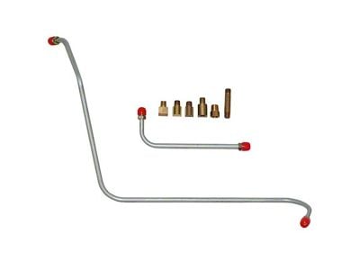 Fine Lines Fuel Pump to Carburetor Fuel Line; 2-Pieces; Stainless (1957 283 V8 Bel Air w/ Two 4-Barrel Carburetor)