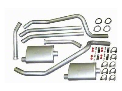 2.50-Inch Aluminized Header-Back Exhaust System with Standard Turbo Mufflers; Rear Exit (67-74 V8 Firebird w/ 3-Inch Collector Long Tube Headers)