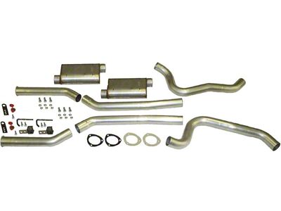 3-Inch Aluminized Header-Back Exhaust System with HVS Performance Mufflers; Rear Exit (67-74 V8 Firebird w/ 3-Inch Collector Long Tube Headers)