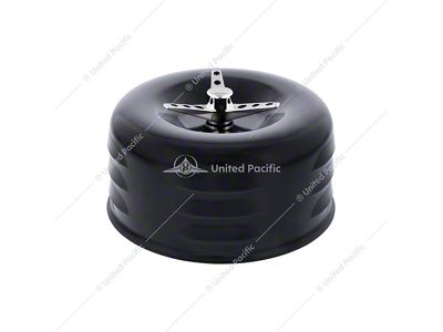 4-Inch Round Short Neck Louvered Air Cleaner with 3-Wing Screw for 2-5/8-Inch Neck Carburetors; Black (Universal; Some Adaptation May Be Required)