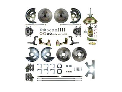 4-Wheel Power Disc Brake Conversion Kit; Natural Calipers (68-69 Firebird w/ Staggered Shocks)